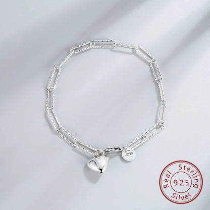 European Beautiful Heart Paper Clip Design Bracelet set in 18K Gold Plated 925 Sterling Silver Capella Jewellery