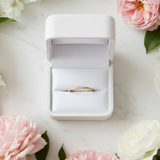 Italian Eternity Ring Full Circle Micro-inlaid Natural Zircon Gemstones set in 18K Gold Plating