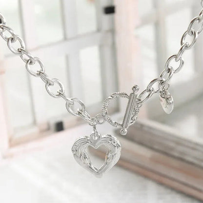 N0.2     French Chic Amore Peach Love Heart Design Pendent set in 18K Gold Plated Necklace