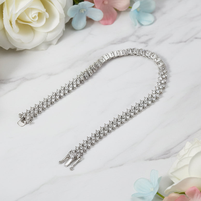 European Tennis Bracelet Row Of Full 0.2 Carat Moissanite set in Platinum 925 Silver (GRA) Capella Jewellery