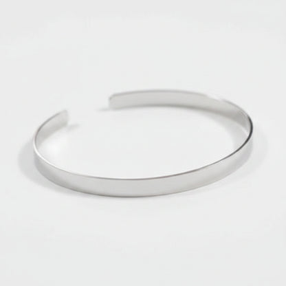 European Vintage Pure Silver Wide Face Bangle set in 18K White Gold Plated 925 Sterling Silver Capella Jewellery