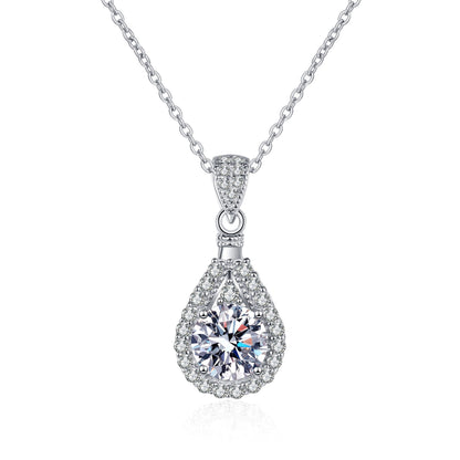 Italian Teardrop Design 2 Carat Moissanite Pendant set in 925 Sterling Silver (GRA) Capella Jewellery