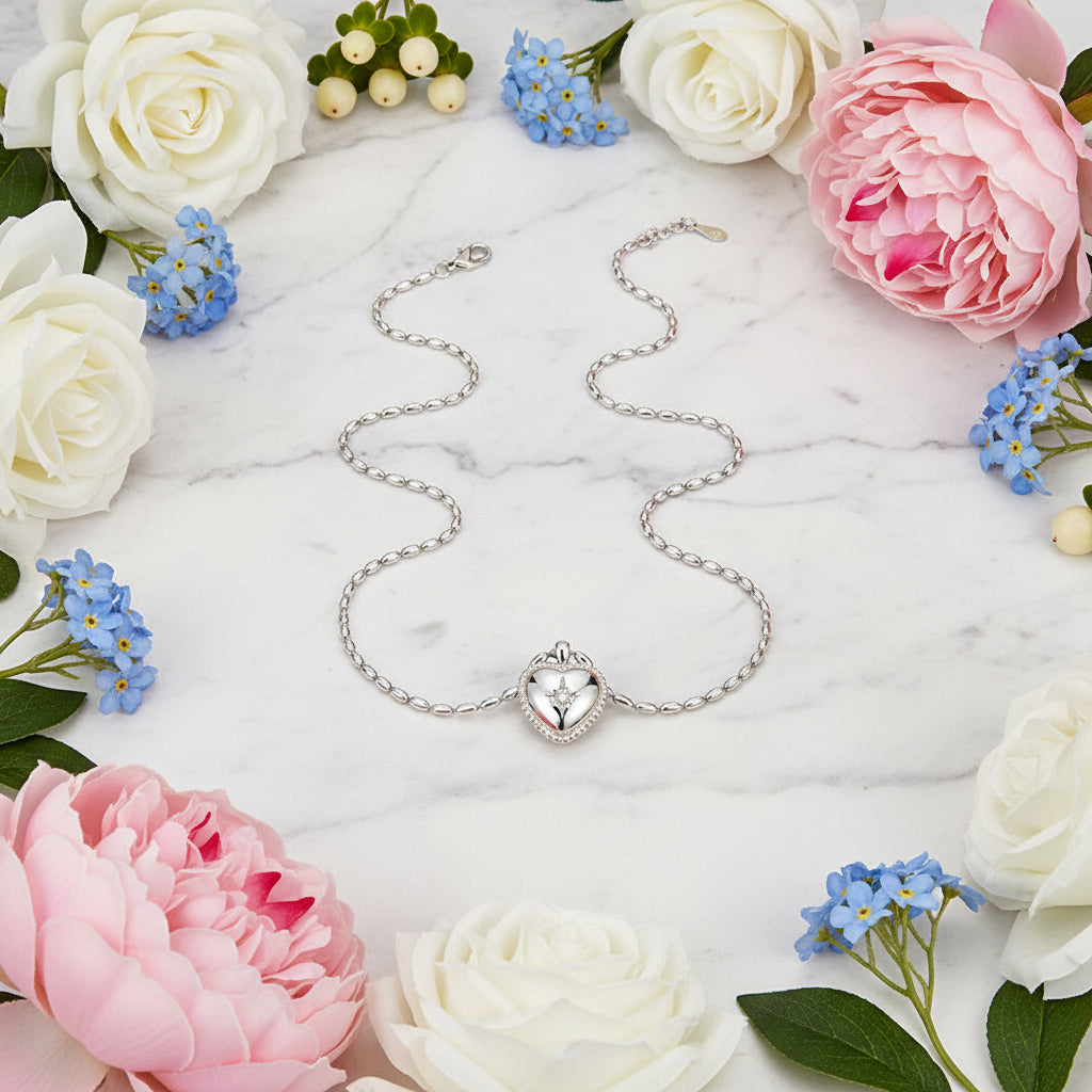 Sweet Heart Natural Zircon Crystal Pendant set in Platinum Plated 925 Sterling Silver