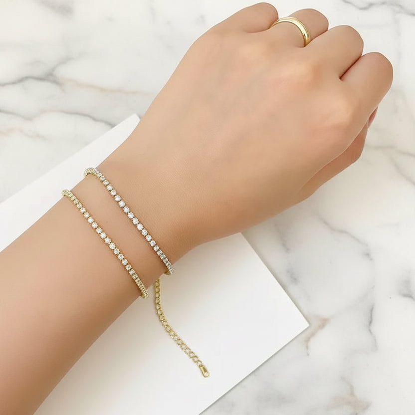 Stylish Pave Natural Zircon Gemstone Bracelet set in 18K Gold Plated 925 Sterling Silver