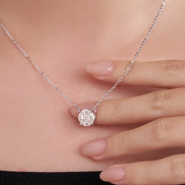 Japanese 1.6 Carat Moissanite Diamond Necklace set in 18K White Gold Plated 925 Silver (GRA)