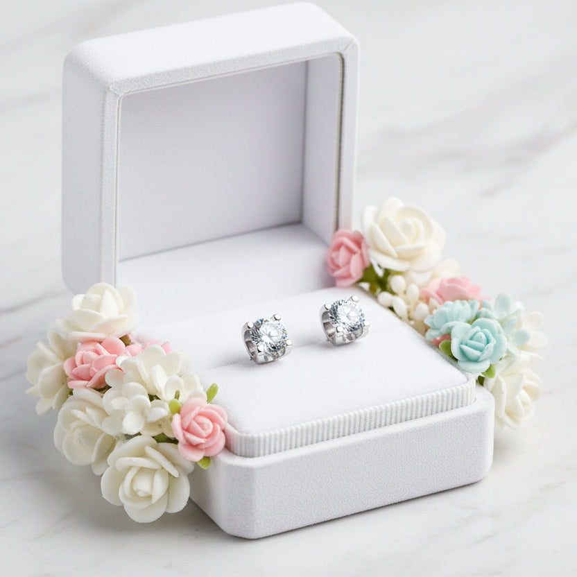 Italian Bull Head Design 2 Carat Moissanite Diamond Earrings set in Platinum Plated 925 Silver (GRA)