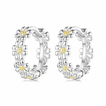 Little Daisy Sunshine Charm Earrings set in Platinum Plated 925 Pure Sterling Silver Capella Jewellery