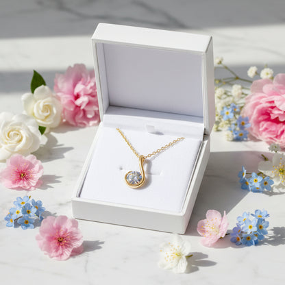 European Waterdrop 1 Carat Moissanite Necklace set in 18K White Gold Plated 925 Silver (GRA) Capella Jewellery