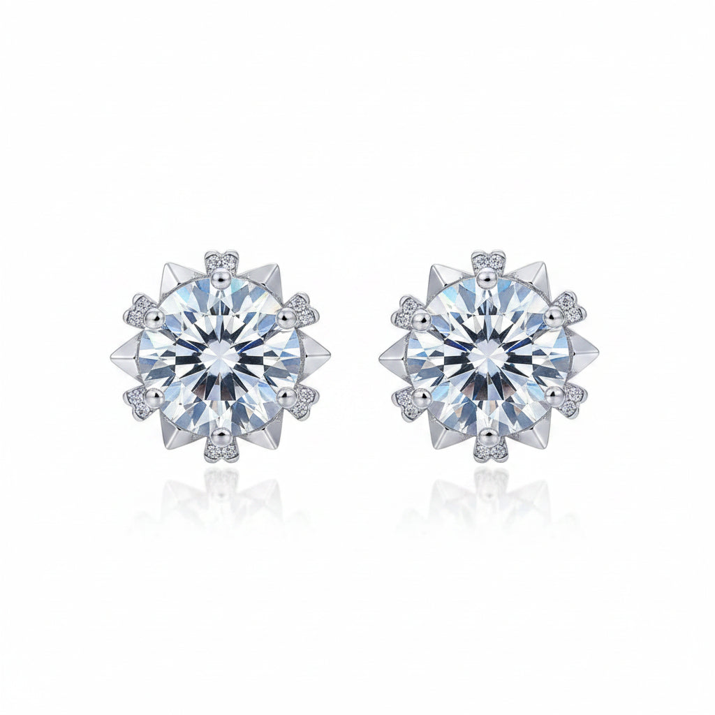 Snowflake Moissanite Earrings/Necklace/Bracelet set in 18K White Gold Plated 925 Silver (GRA) Capella Reya pic 9