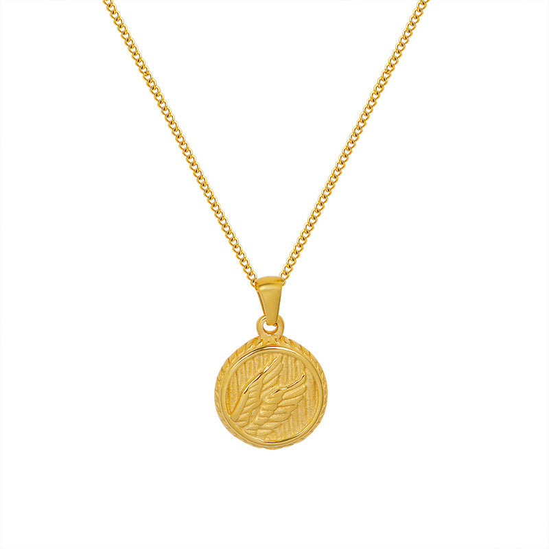 Italian Ancient Roman Embossed Coin Pendant set in 18K Gold Plating Necklace Capella Jewellery