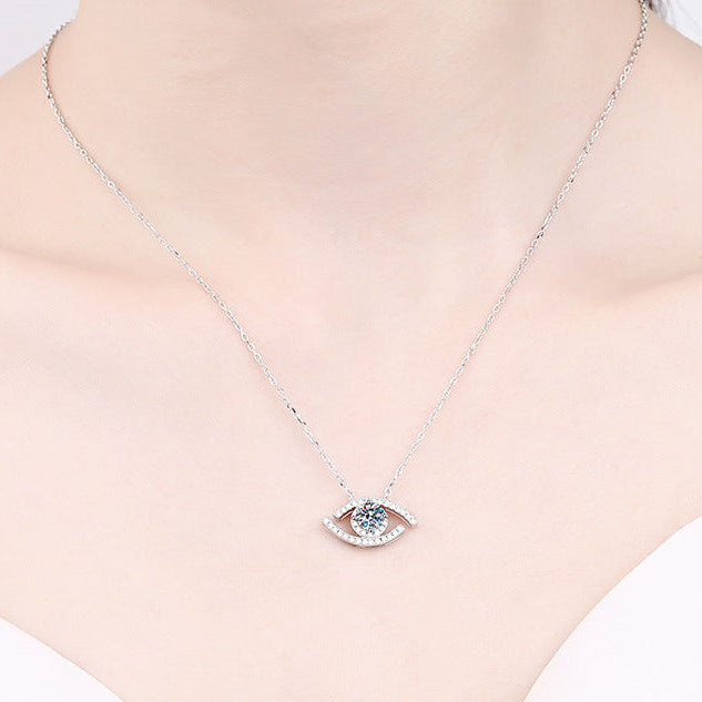 Sparkling Eye Design 0.5 Carat Moissanite Diamond Pendant in 925 Silver Necklace (GRA)