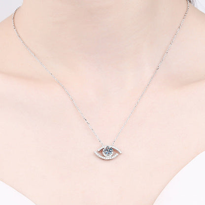 Sparkling Eye Design 0.5 Carat Moissanite Pendant set in Platinum Plated 925 Silver (GRA) Capella Jewellery