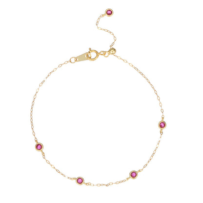 Vintage Italian Delicate Five Ruby Bracelet set in 18K Gold Plated Premium 925 Sterling Silver Capella Jewellery