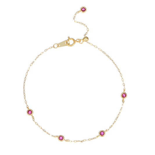Vintage Italian Delicate Five Ruby Bracelet set in 18K Gold Plated Premium 925 Sterling Silver