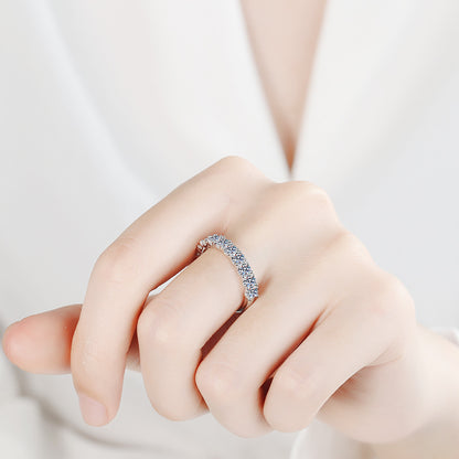French Inspired Princess Eternity Ring 1 Carat Moissanite set in Platinum Plated 925 Silver (GRA) Capella Jewellery