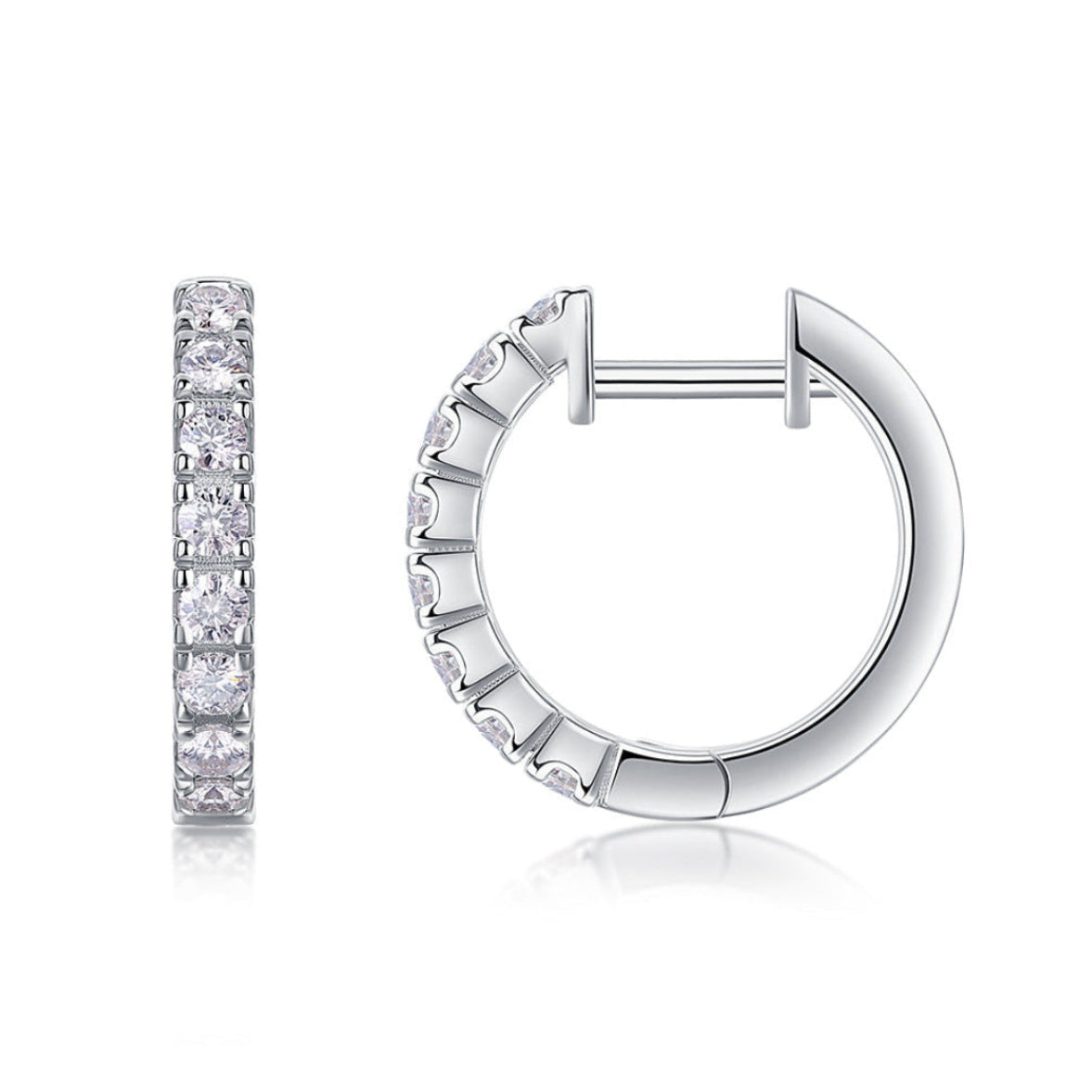 Linear Pave Inlaid Micro 0.6 Carat Moissanite Diamond Earrings set in 925 Sterling Silver (GRA)