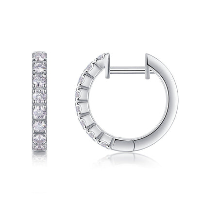 French Linear Pave Inlay 0.6 Carat Moissanite Earrings set in Platinum Plated 925 Silver (GRA) Capella Reya main image