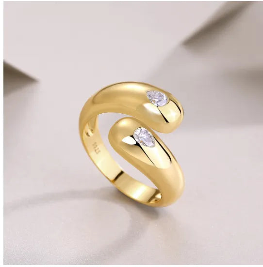 Elegant French Vintage Design 0.6 Carat Moissanite Ring set in 18K Gold Plated 925 Silver (GRA) Capella Jewellery