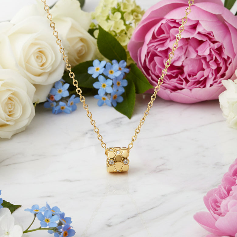 Petite Waist Micro Inlaid 1 Carat Moissanite Diamonds Pendant set in 18K Gold Plated 925 Silver