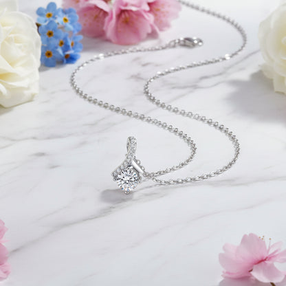 Starry Nights Sky 1 Carat Moissanite Necklace set in 18K White Gold Plated 925 Silver (GRA) Capella Jewellery