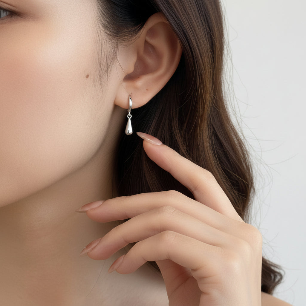 Classic European Teardrop Design Pendant Earrings set in 925 Pure Sterling Silver