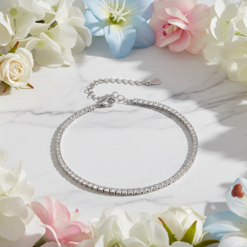 Stylish Pave Natural Zircon Gemstone Bracelet set in 18K Gold Plated 925 Sterling Silver