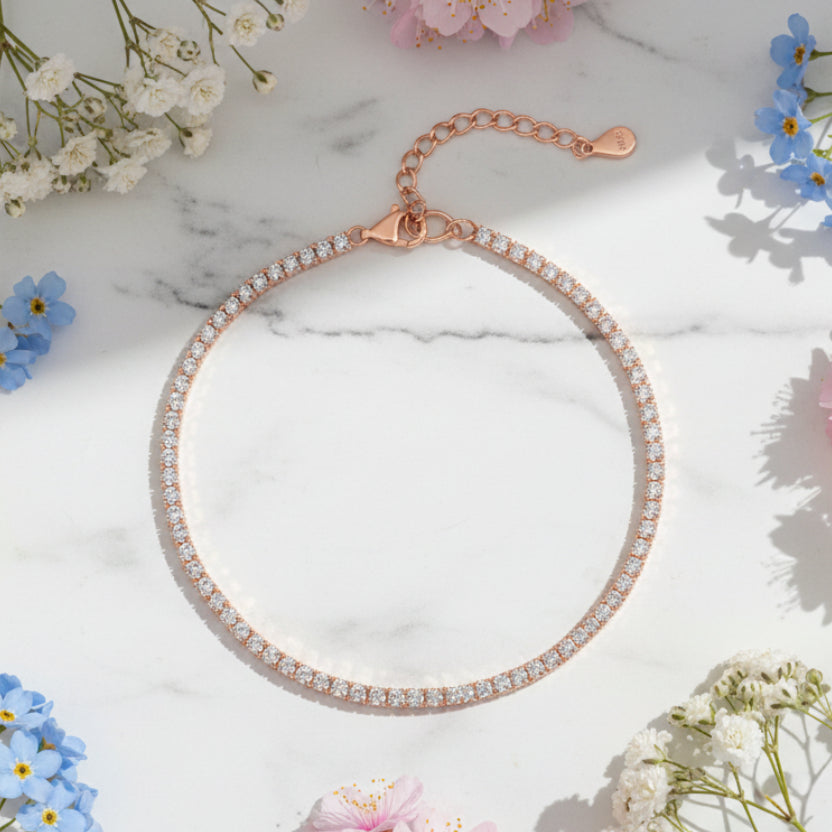 Stylish Pave Natural Zircon Gemstone Bracelet set in 18K Gold Plated 925 Sterling Silver