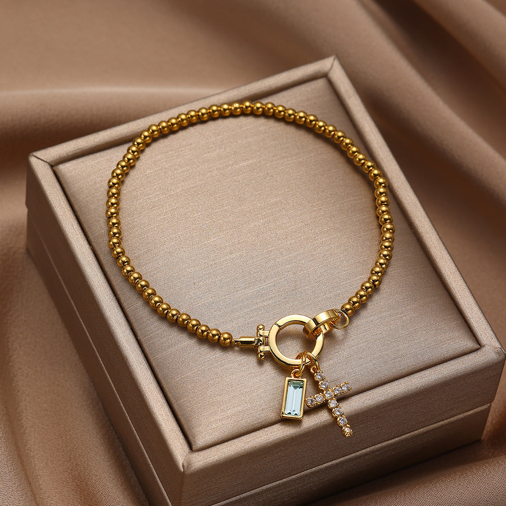 18K Gold Plated Moon Stone Love Knot Bracelet