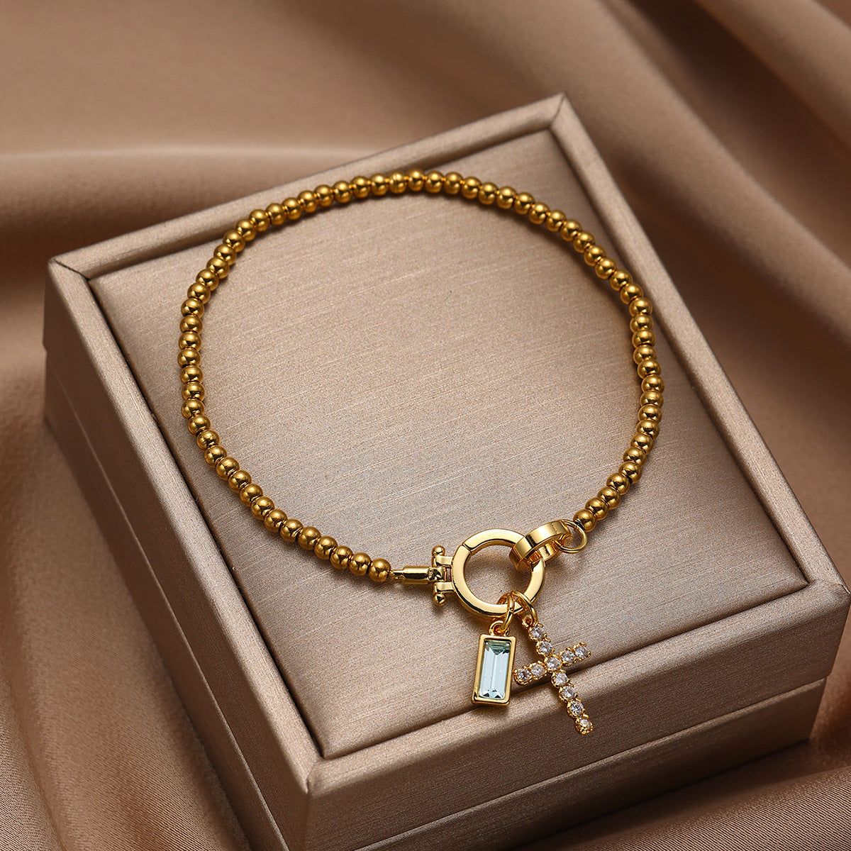 18K Gold Plated Moon Stone Love Knot Bracelet
