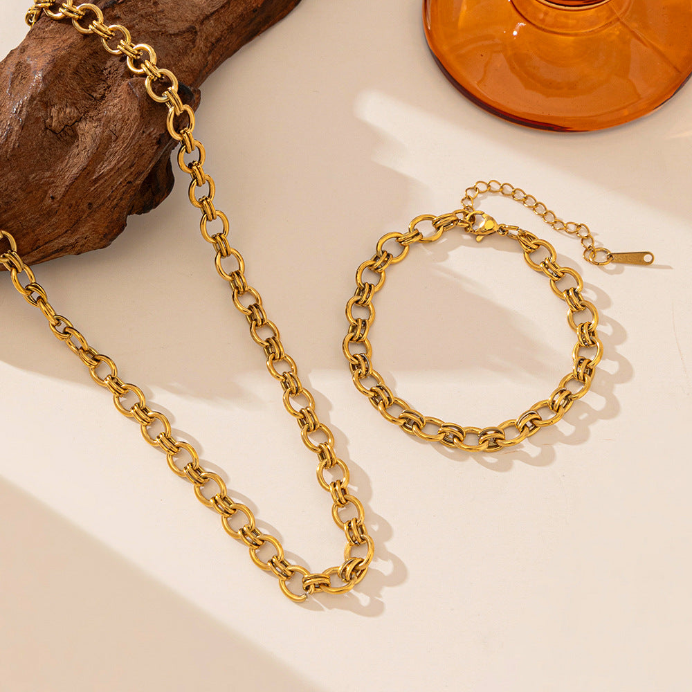 18K Gold Plated Beautiful European Style Chain and Bracelet