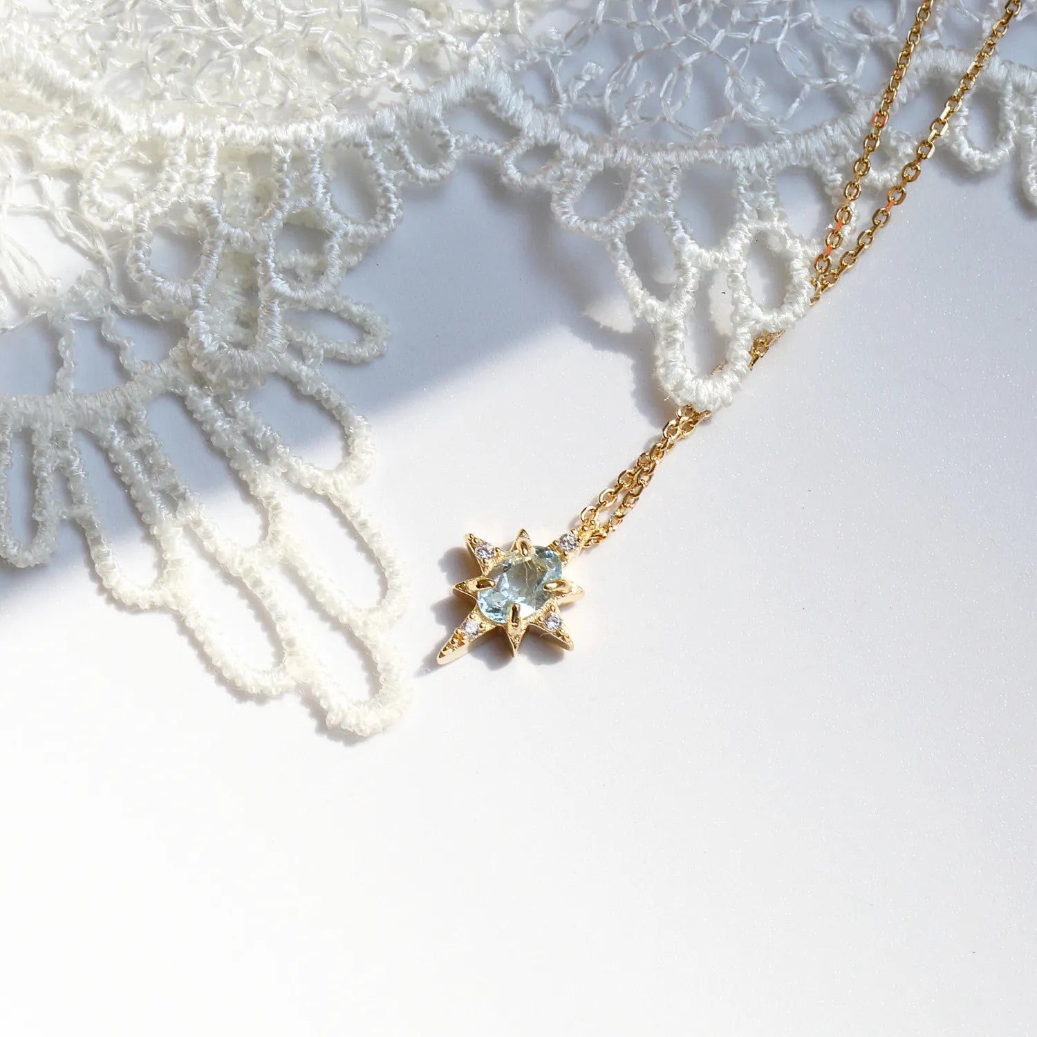 Japanese Natural Turquoise Topaz Gemstone Necklace set in 18K Gold Plated 925 Sterling Silver Capella Jewellery