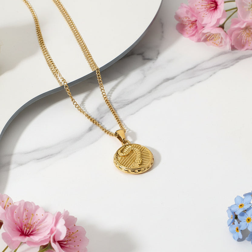 Italian Ancient Roman Embossed Coin Pendant set in 18K Gold Plating Necklace Capella Jewellery