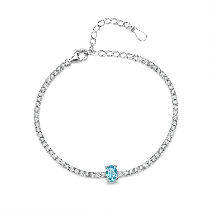 Elegant Tennis Bracelet Pave Natural Zircon set in 18K White Gold 925 Sterling Silver