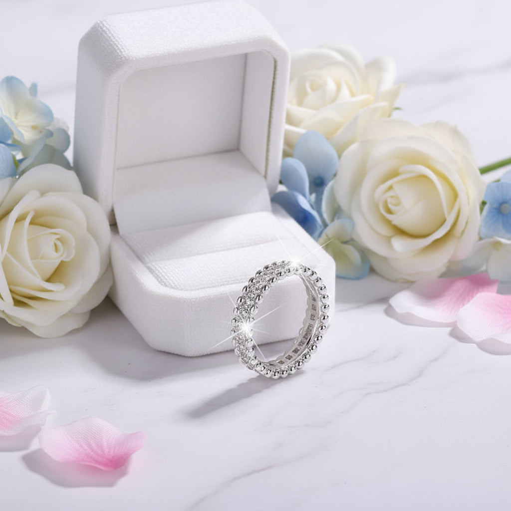 Constellation Inspired 1.2 Carat Moissanite Diamond Ring set in Platinum Plated 925 Silver (GRA)