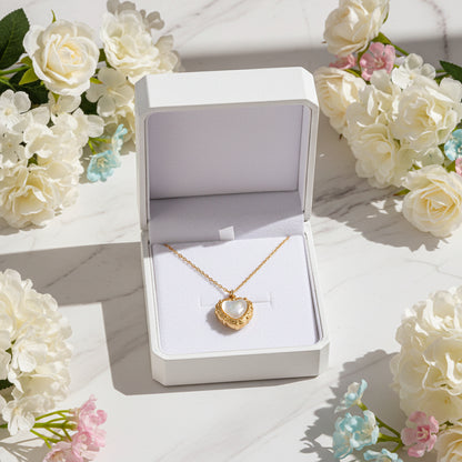 Elegant European Vintage Love Heart Shell Pendant set in 18K Gold Plating Necklace Capella Jewellery