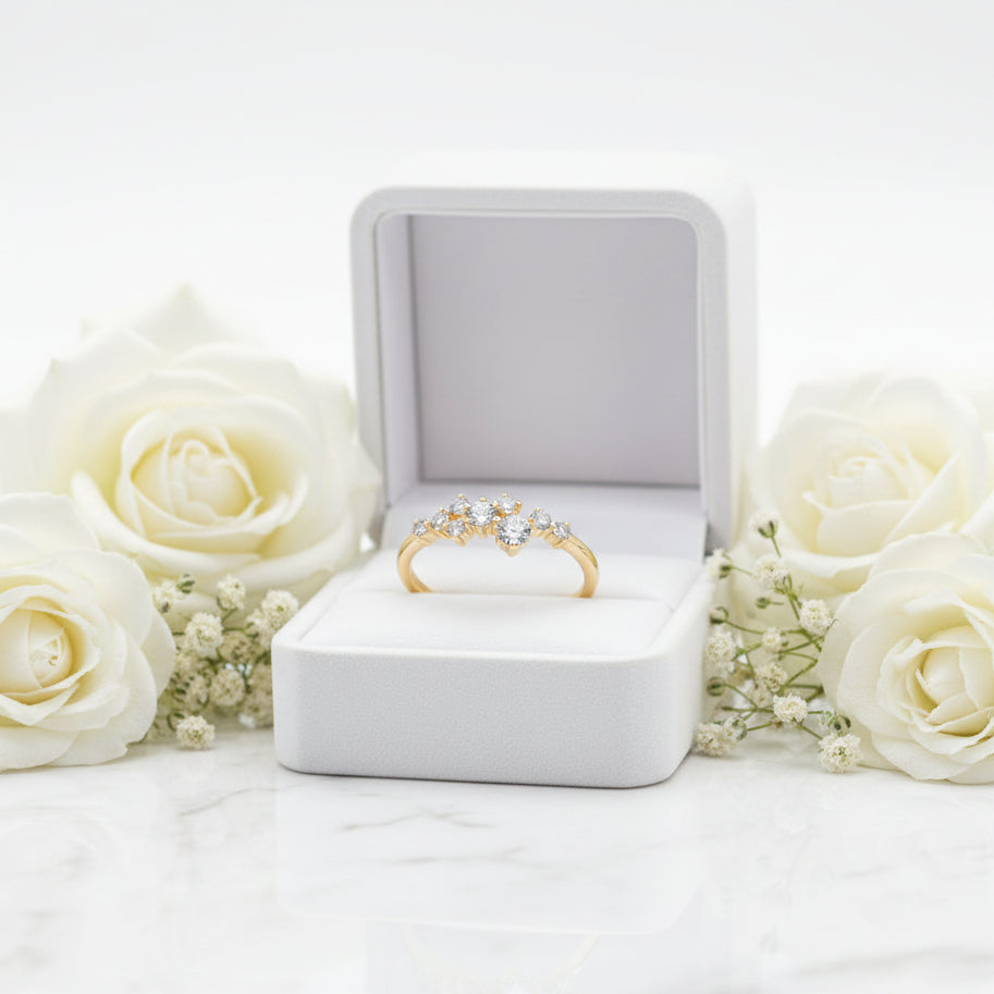 Constellation Stars 0.3 Carat Moissanite Diamond Ring set in 18K White Gold Plated 925 Silver (GRA)