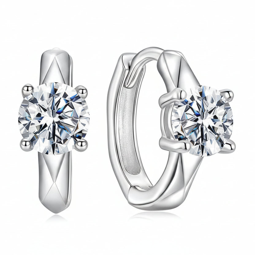 American Luxury 1 Carat Moissanite Diamond Earrings set in 925 Sterling Silver (GRA)