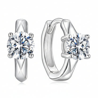 Italian Inspired Luxury 1 Carat Moissanite Earrings set in 18K White Gold Plated 925 Silver (GRA) Capella Jewellery