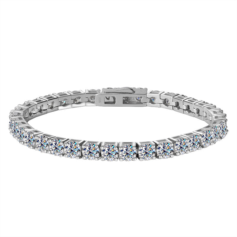Tennis Bracelet Full 0.5 Carat Moissanite Diamonds set in 18K White Gold 925 Silver (GRA)