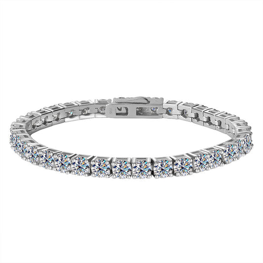 Italian Inspired Tennis Bracelet Full 0.5 Carat Moissanite Diamonds set in 18K White Gold 925 Silver (GRA)