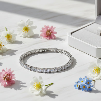 Italian Inspired Tennis Bracelet Full 0.5 Carat Moissanite set in 18K White Gold 925 Silver (GRA) Capella Jewellery
