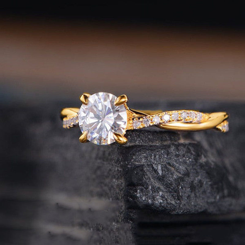 18K Gold Plated American Inspired Zircon Diamond Ring
