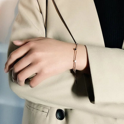 Modern European Mosaic Inspired Double-Layer Bracelet set in 18K Rose Gold Plating Capella Jewellery