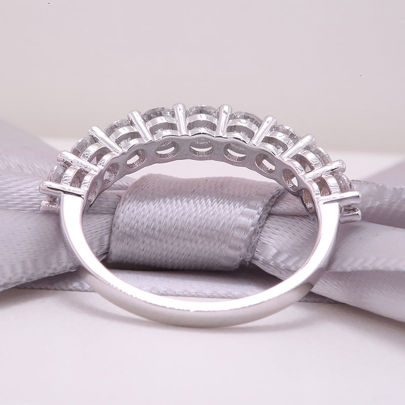 French Eternity Row Of Nine Ring 1 Carat Moissanite Diamond set in Pure 18K White Gold