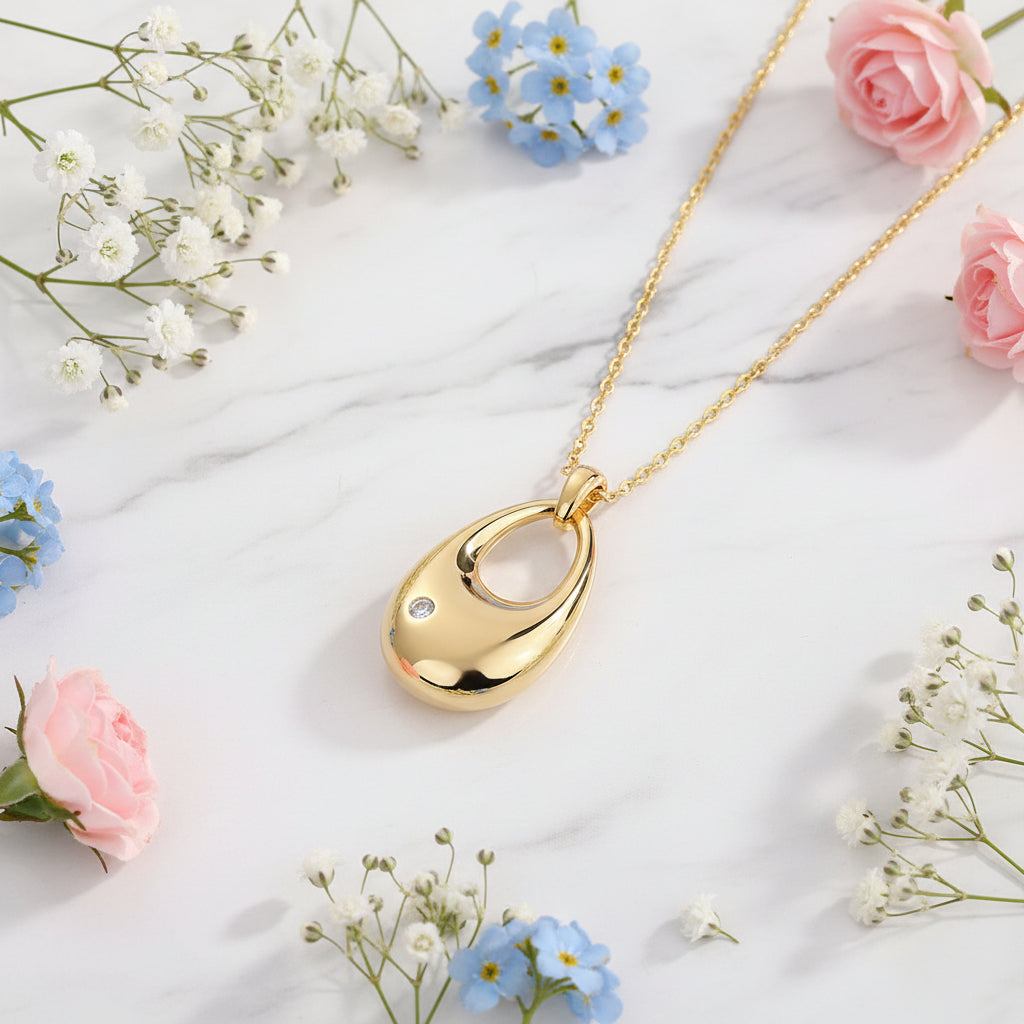 Italian Golden Waterdrop Design Moissanite Diamond Pendant set in 18K gold Plated 925 Silver (GRA)
