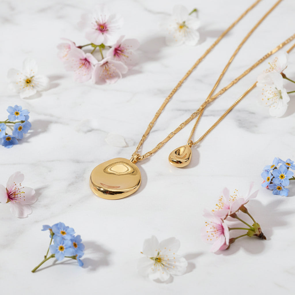 Modern Italian Design Irregular Double-layer Necklace set in 18K Gold Plating