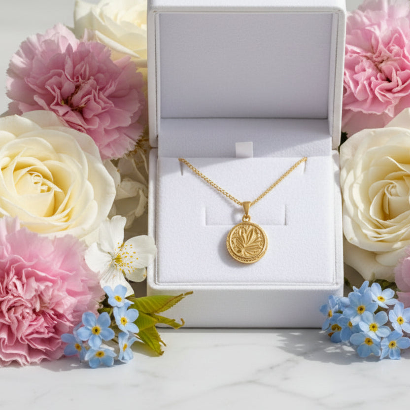 Italian Ancient Roman Embossed Coin Pendant set in 18K Gold Plating Necklace Capella Jewellery