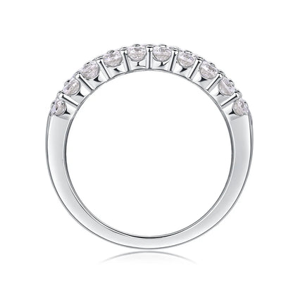 French 31 Stone Pavé-Set Inlay 1.8 Carat Moissanite Ring set in 18K White Gold Plated 925 Silver (GRA) Capella Jewellery