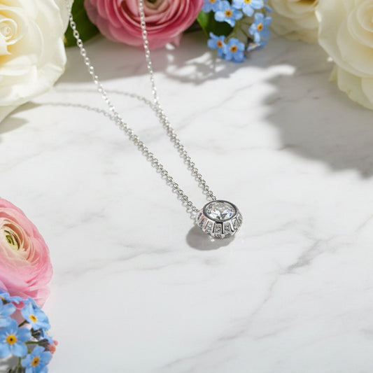 Italian Sunshine Halo Pendant 1 Carat Moissanite Diamond Necklace set in Platinum Plated 925 Silver (GRA)