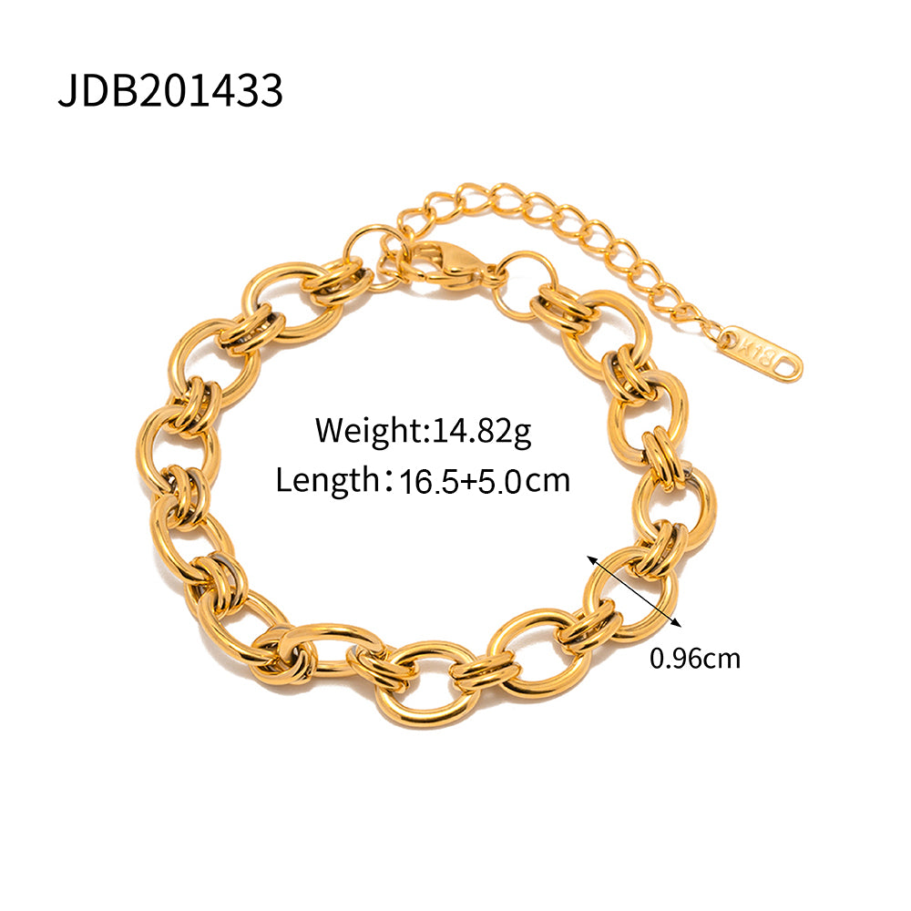 18K Gold Plated Geometric Chain Necklace and Bracelet set